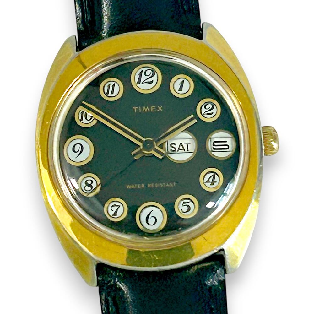 Timex Telephone Dial Mens Watch Manual Wind 1976 36mm Goldtone